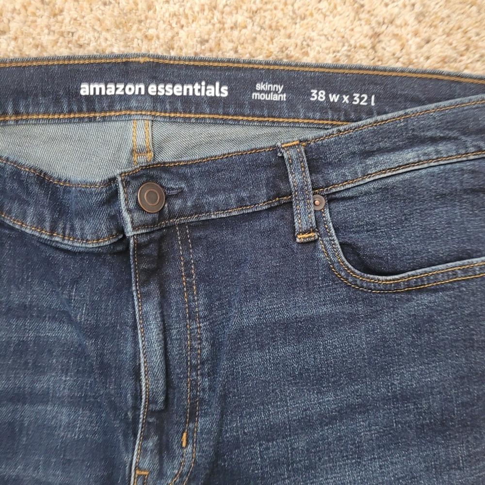Amazon Essentials Mens Skinny Fit Jeans 38x32 Dark Wash - Picture 2 of 6